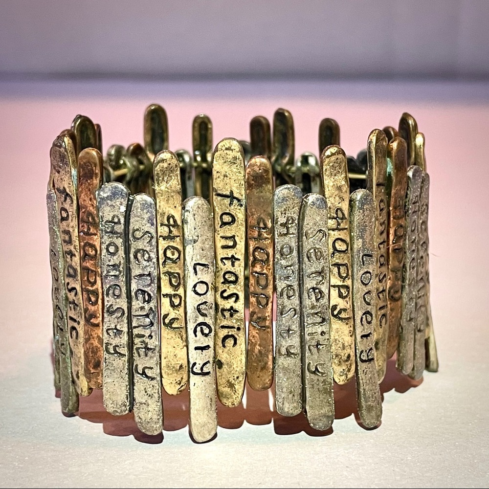 Metal Cuff Positivity Bracelet